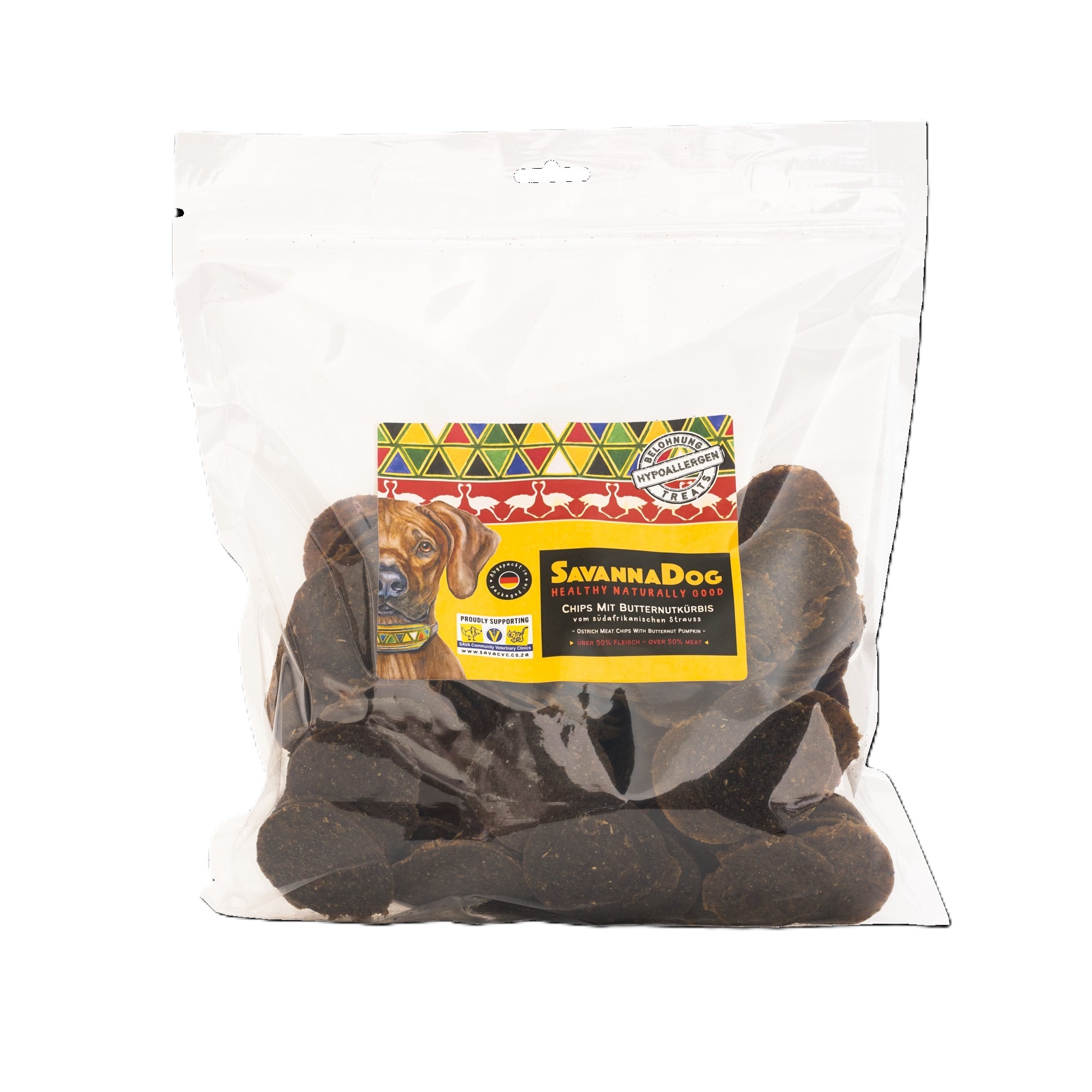 SDS0138-1_4260770464662_ChipsButternutkuerbis800g_Hauptbild_250224.jpg - SavannaPet Snack per cani SavannaDog